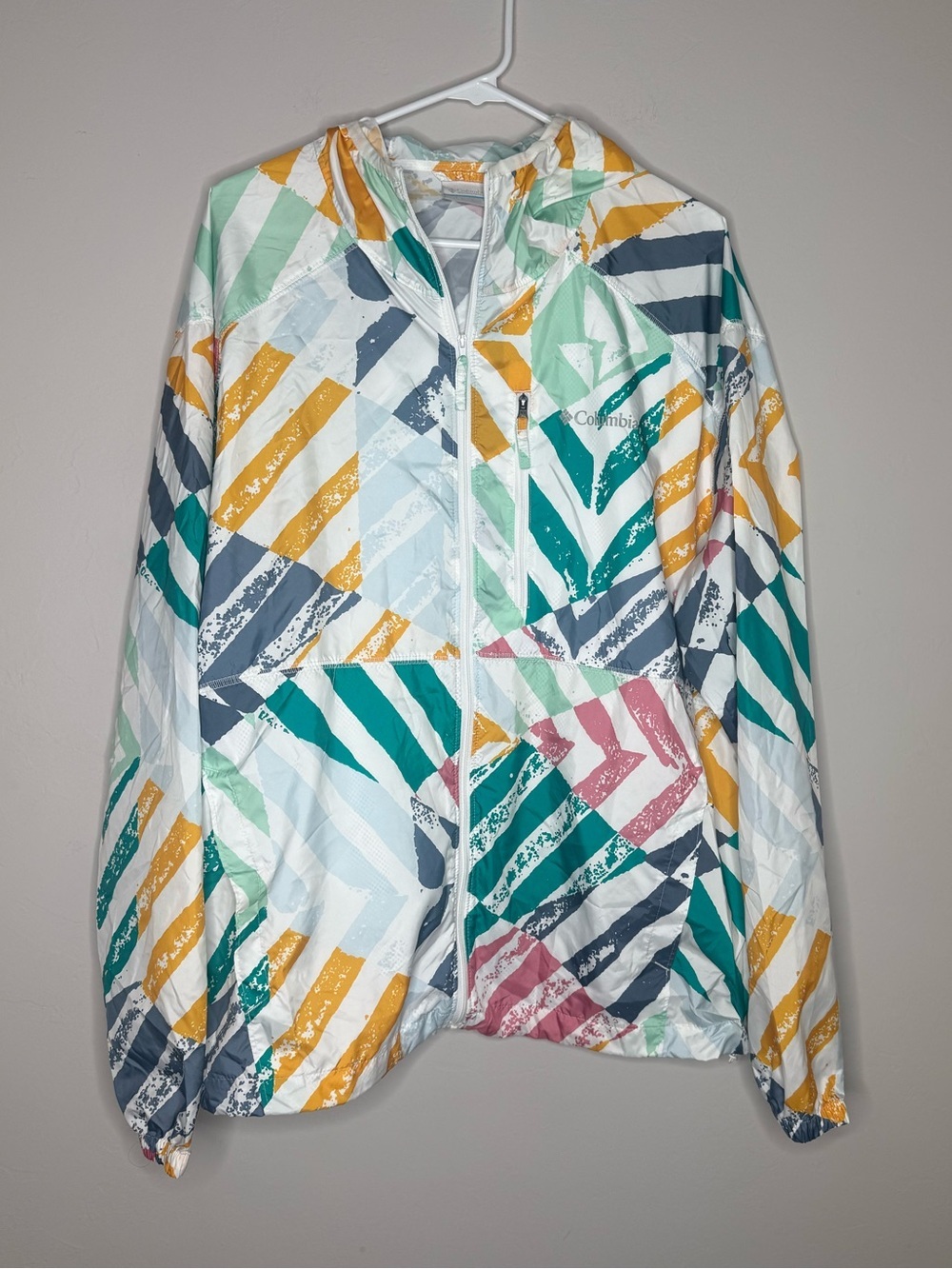 Columbia mens multicolor full zip windbreaker size XL pockets